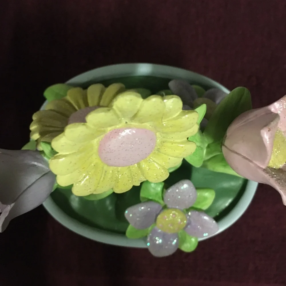Russ Berrie Handcrafted Flower Pot Desk Calendar Hand painted